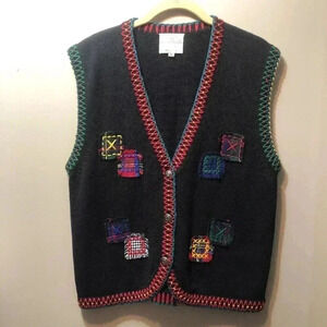 Vintage Susan‎ Bristol Knitted Sweater Vest 1995 Sz M Embroidered